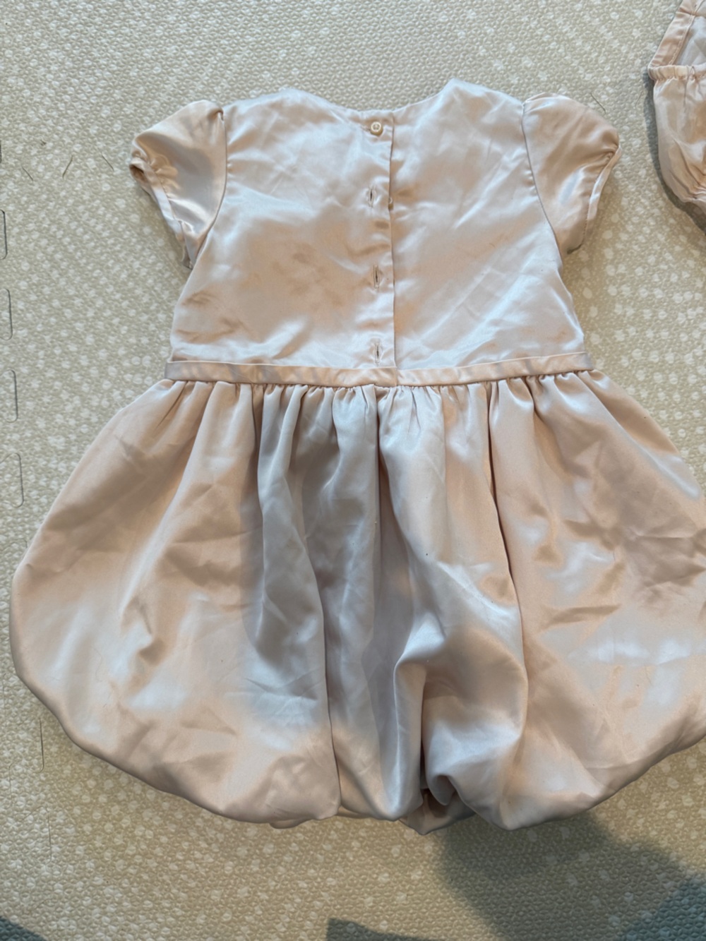 Janie and Jack Blush Pink Satin Flowered Bubble Dress - Picture 4 of 4